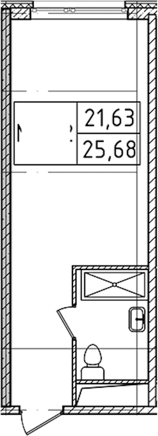 Квартира студия 25.68 м², 6/14 эт., Комплекс апартаментов «Ladozhsky Avenir»